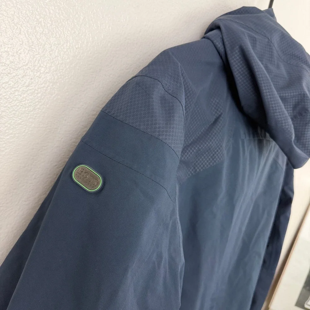 Hugo Boss Jacket Mens Large Navy Blue 3-in-1 Hooded Coat with Red Puffer Vest